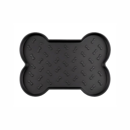 Black spill-proof dog feeding mat by Fetch & Purr, designed to catch spills and keep feeding areas clean.