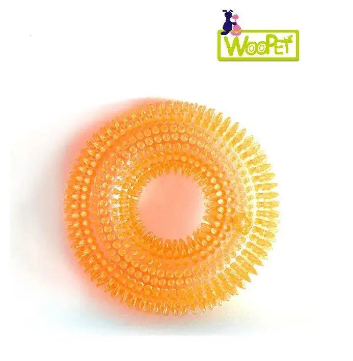 Dog squeaky toy from Fetch & Purr designed for cleaning teeth, made of durable pet-safe material with a squeaker inside.