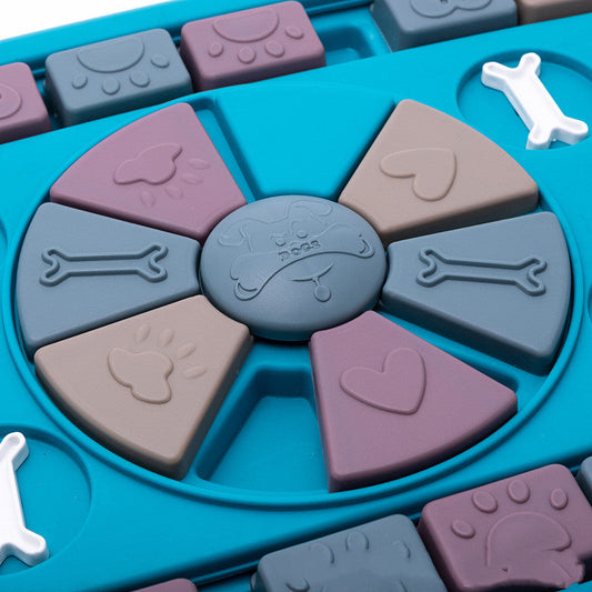 Fetch & Purr interactive dog food dispenser toy with a playful design for stimulating pets and slow feeding.