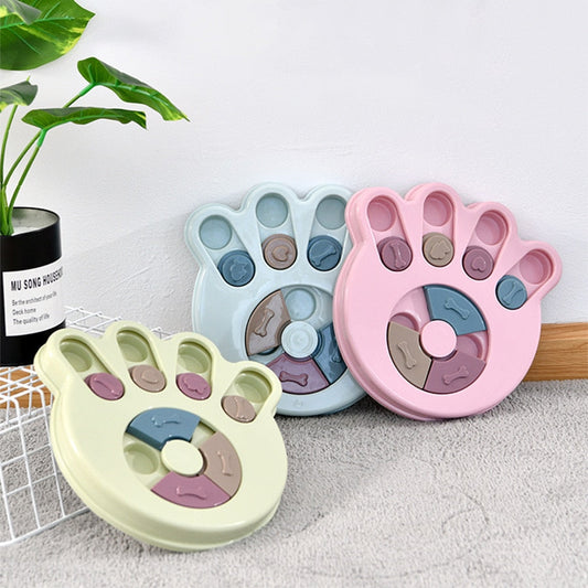 Interactive educational dog feeding toys by Fetch & Purr, featuring puzzle designs to stimulate and engage dogs during mealtime.
