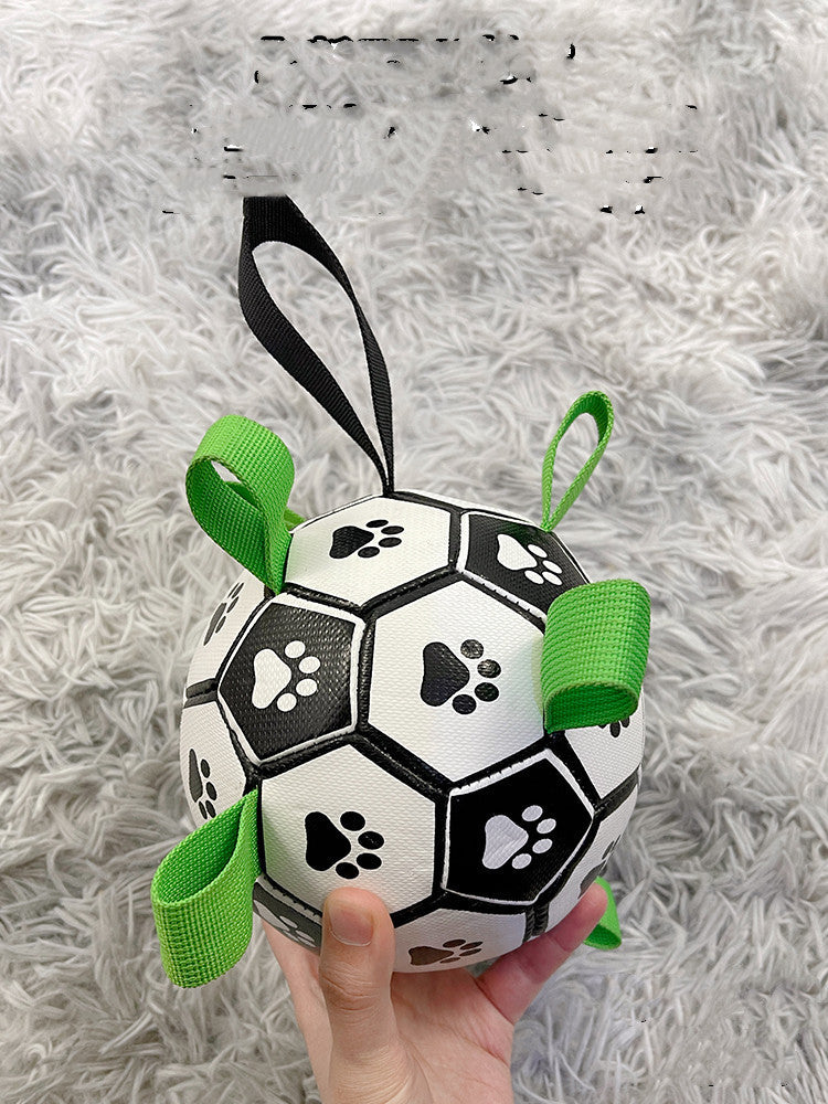 Fetch & Purr Lovely Paw Football Dog Toy, soft rubber ball with paw print design, suitable for interactive play and chewing.