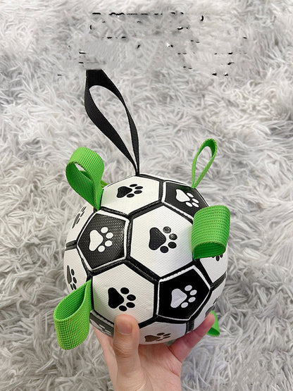 Fetch & Purr Lovely Paw Football Dog Toy, soft rubber ball with paw print design, suitable for interactive play and chewing.