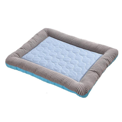 Soft pet Cold Sense Cool Pad from Fetch & Purr with a plush cover, designed to keep pets cool and comfortable.