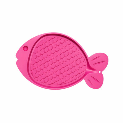 Pink spill-proof cat feeding mat from Fetch & Purr, designed to keep food and water spills contained during pet mealtime.