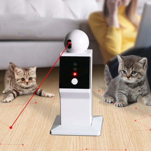 Fetch & Purr robotic cat playmate with interactive smart toys, featuring a sleek design and engaging features for feline entertainment.