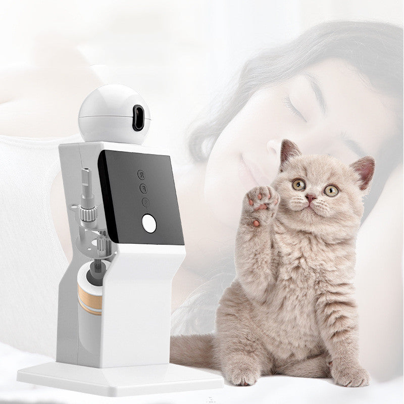 Fetch & Purr robotic cat playmate with interactive smart toys, showcasing a playful robotic cat with colorful, engaging toys for cats.