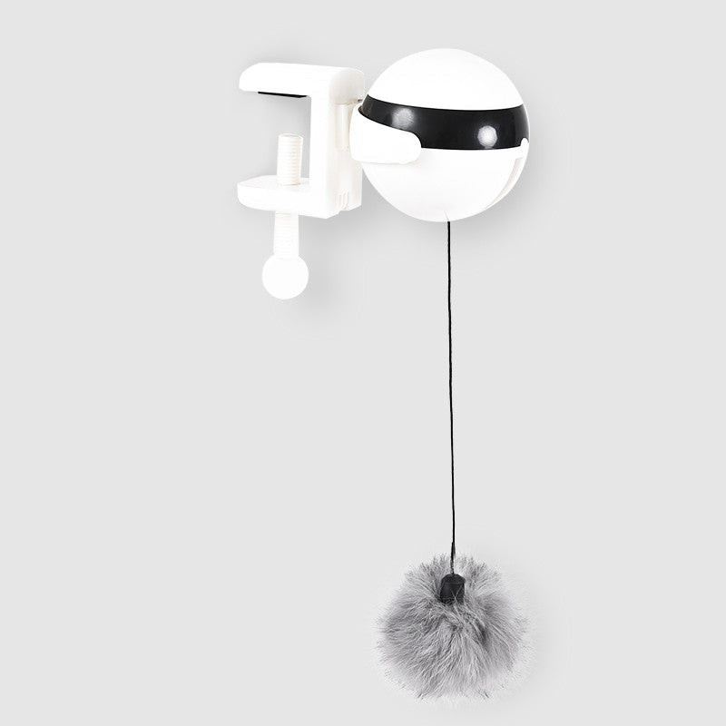 Smart electric cat teaser toy by Fetch & Purr, featuring interactive motion and colorful feathers for engaging feline play.