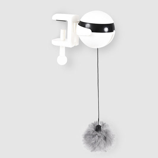 Smart electric cat teaser toy by Fetch & Purr, featuring interactive motion and colorful feathers for engaging feline play.