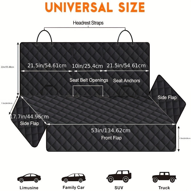 Waterproof dog car mat from Fetch & Purr, designed to protect car seats from pet hair, dirt, and moisture during travel.
