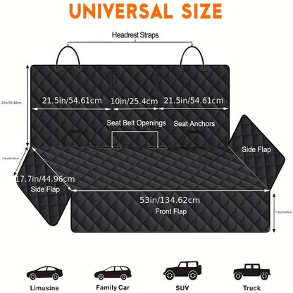 Waterproof dog car mat from Fetch & Purr, designed to protect car seats from pet hair, dirt, and moisture during travel.