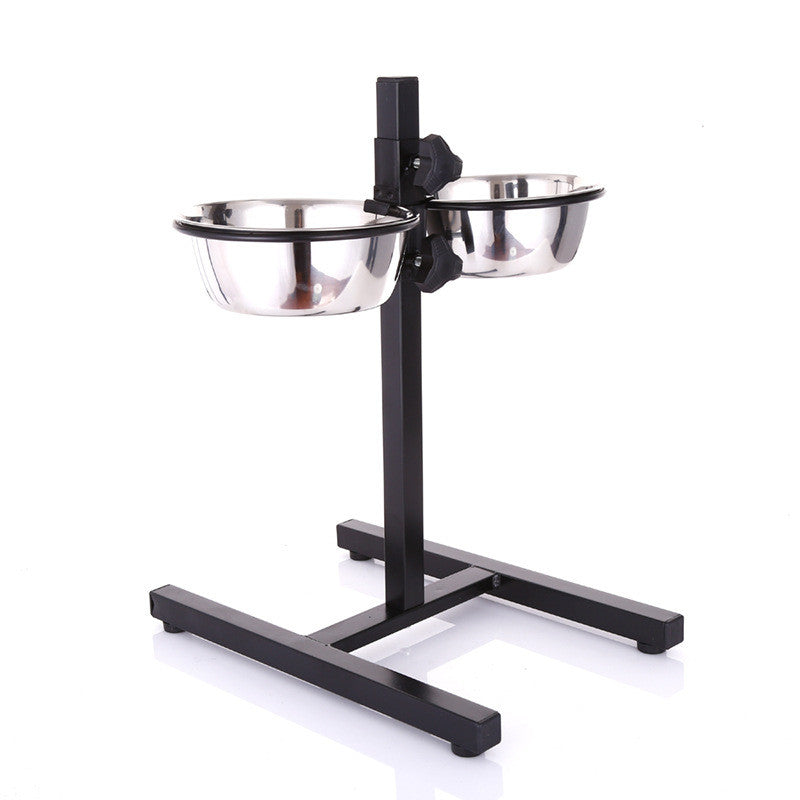 Stainless steel liftable dog bowl from Fetch & Purr, durable and easy to handle for pet feeding and watering.